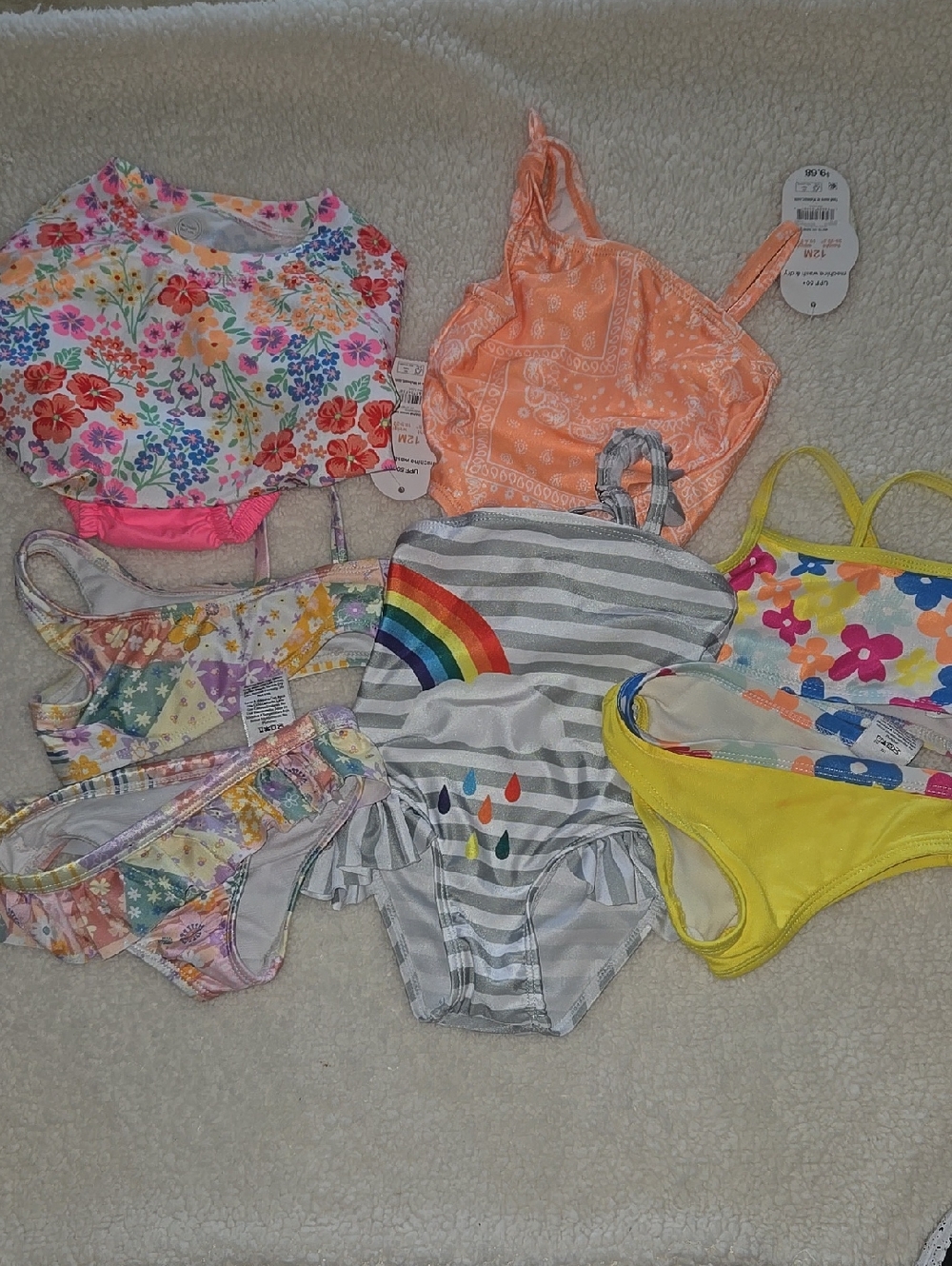 Baby Girl 12 Month Bathing Suit Lot! 5 Bathing Suits